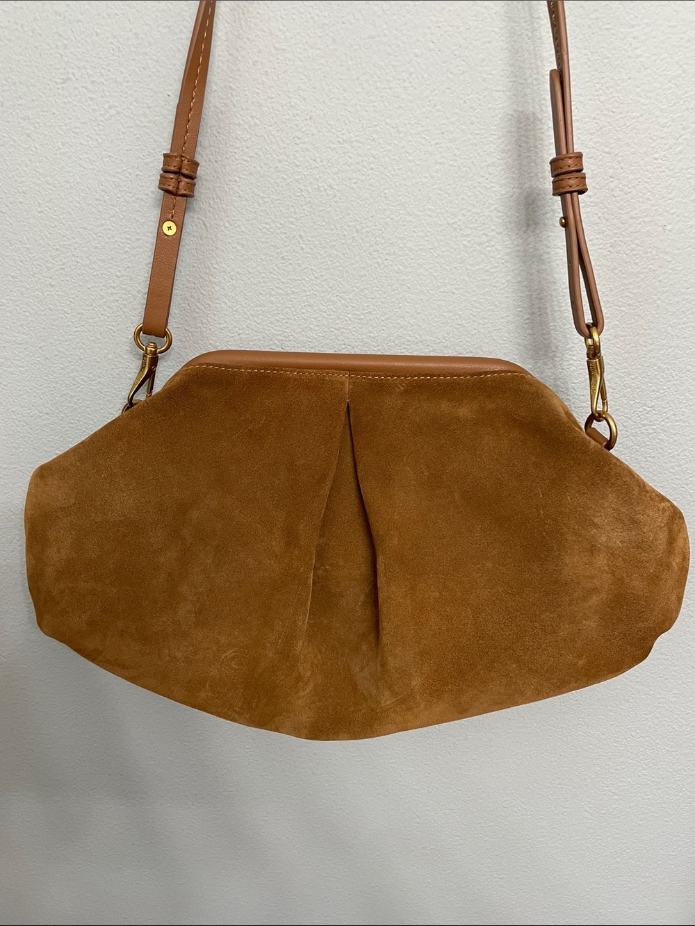 Dolce Vita Sahara Suede Clutch / Crossbody Bag - Cognac Tan